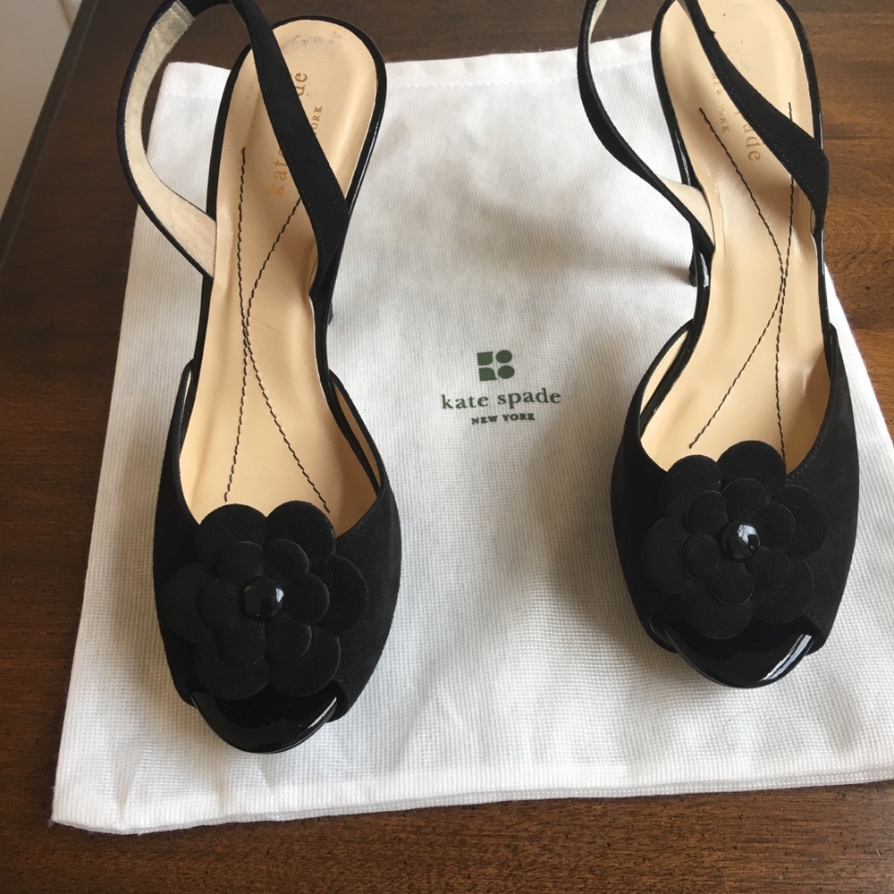 Kate Spade Black Suede Open Toed Shoe